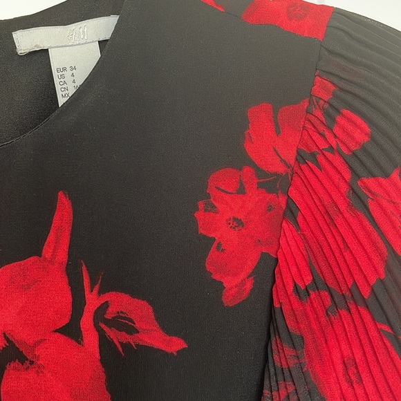 “H&M” black and red floral dress US size 4 - Picture 4 of 6